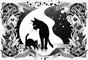 cat, abstract, geometric, lines, halftone, splatter, cat paw tattoo idea