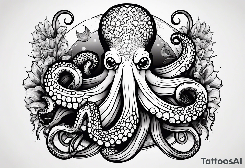 octopus holding a corn cob tattoo idea