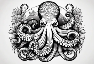 octopus holding a corn cob tattoo idea