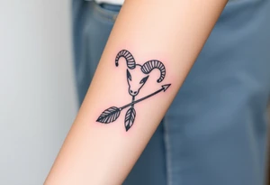 Aries zodiac sign with boho arrow and feathers tattoo idea