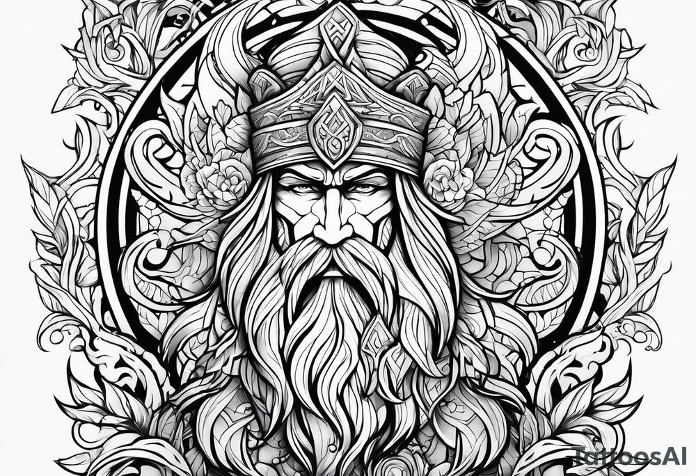 Fatherhood strong willed anime style norse mythology tattoo idea