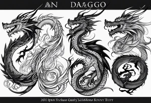 Tall skinny line dragon tattoo idea