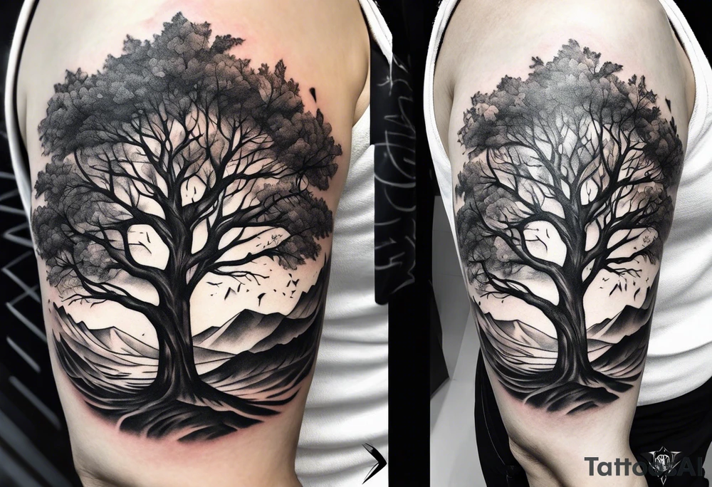 Tree shoulder tattoo idea