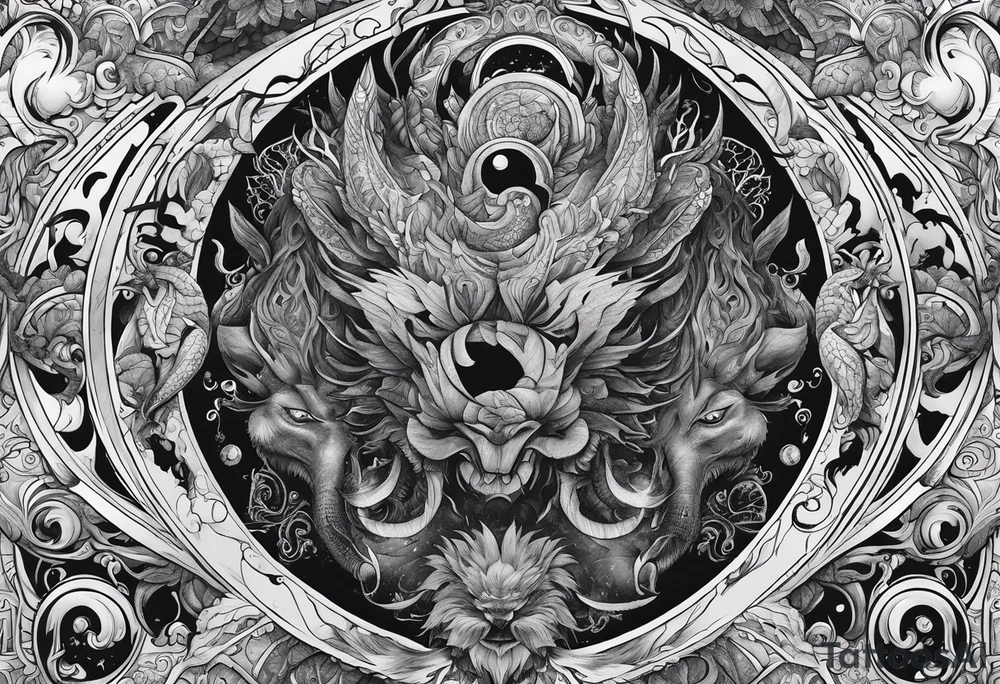 Eldridge creature, astrology scene tattoo idea