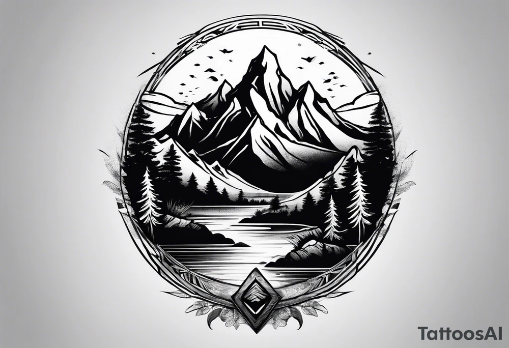 Wilderness mountains tattoo idea
