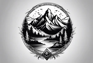 Wilderness mountains tattoo idea