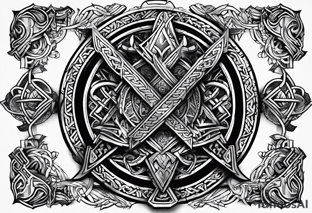 Nordic rune of viking warriors tattoo idea