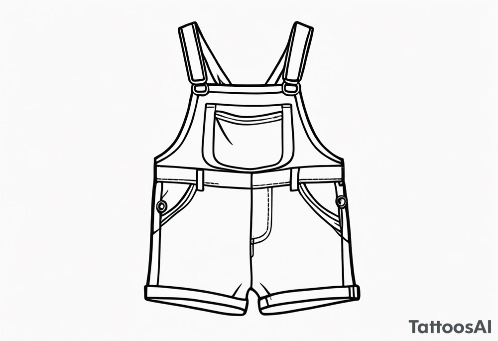 minimalstic outlined overall-shorts. Thin lines. tattoo idea