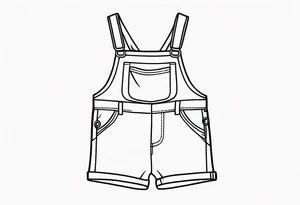 minimalstic outlined overall-shorts. Thin lines. tattoo idea