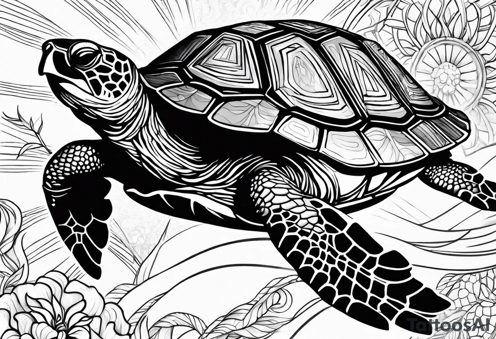 turtle sun tattoo idea