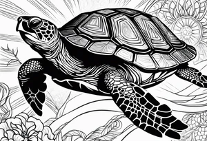 turtle sun tattoo idea
