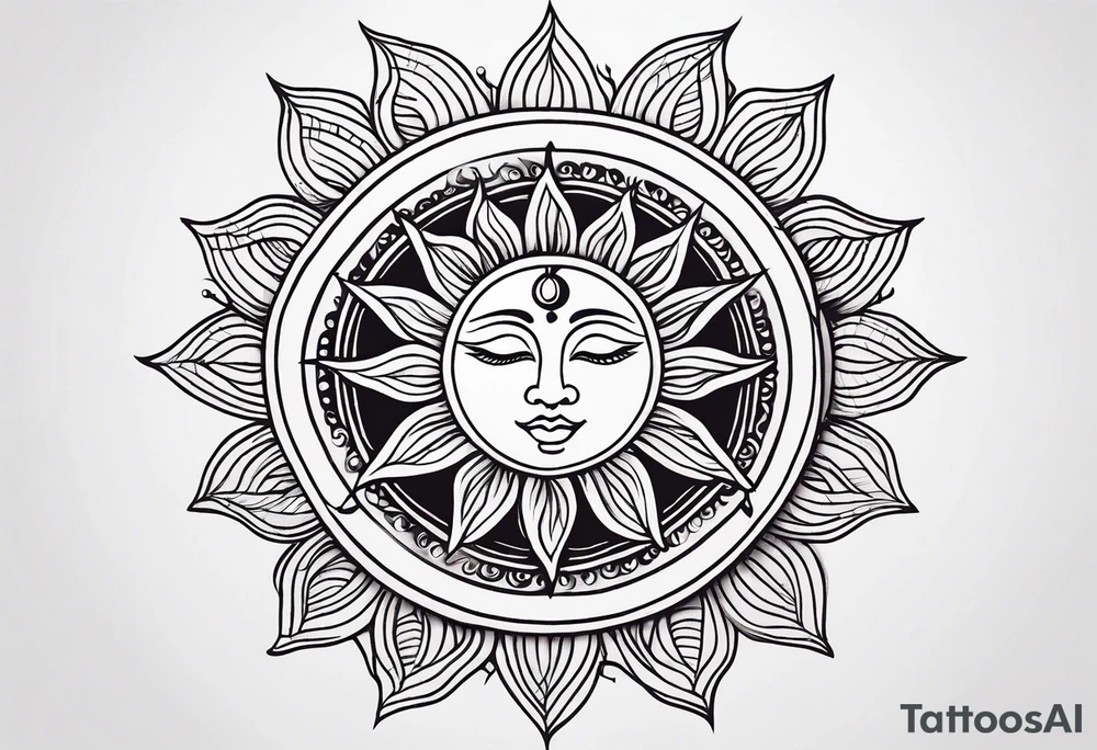 delicate line sun tattoo idea