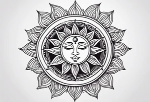 delicate line sun tattoo idea