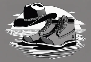 Keep it simple. One pair of timberland boots. One pair of flip flops and a cowboyhat on the Beach. tattoo idea