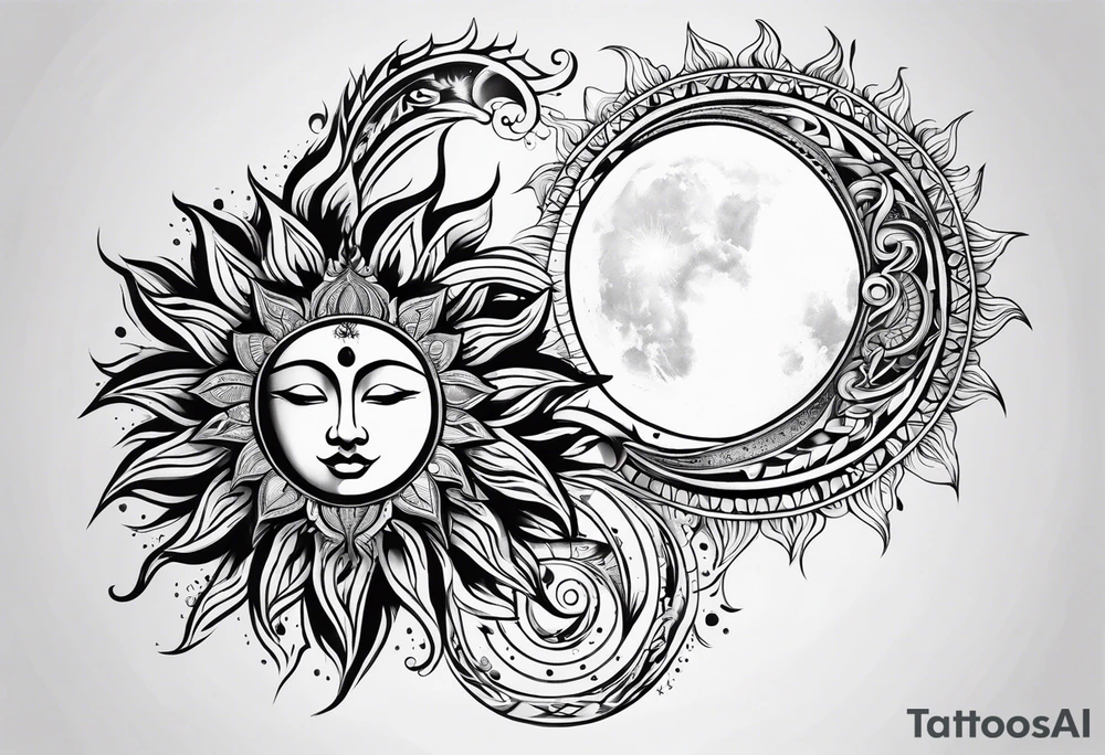 the sun and the moon tattoo idea