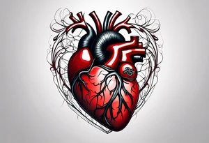 Anatomic heart with wire and blood on a sleeve tattoo idea