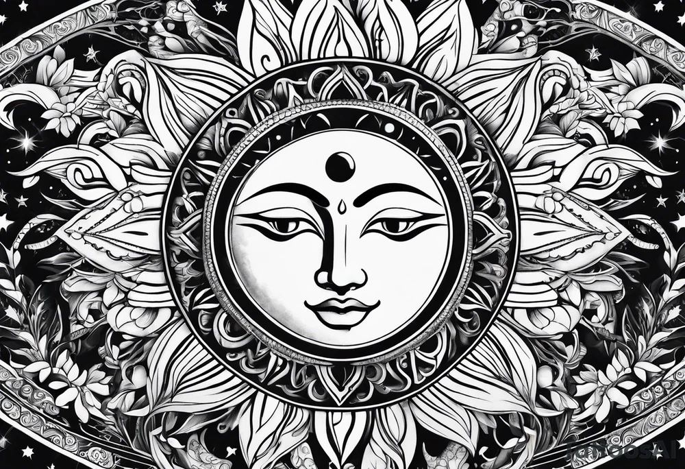 Sun and moon tattoo idea