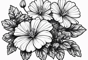 Scarlet geraniums rain tattoo idea