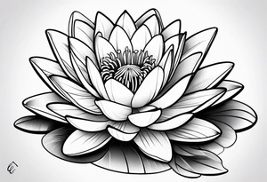 single line water lily tattoo, very simple, no shading, just outline tattoo idea