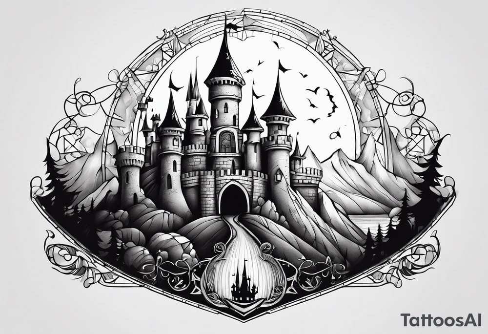 jack skellington and his castle tattoo idea