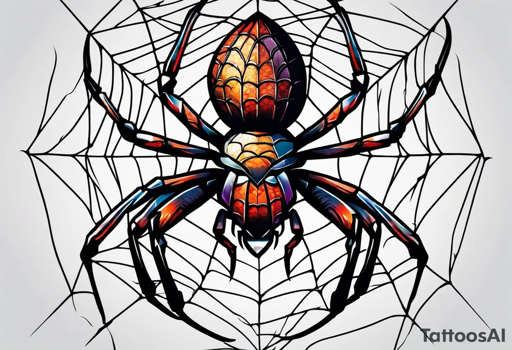 spider with web tattoo idea