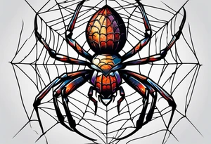 spider with web tattoo idea