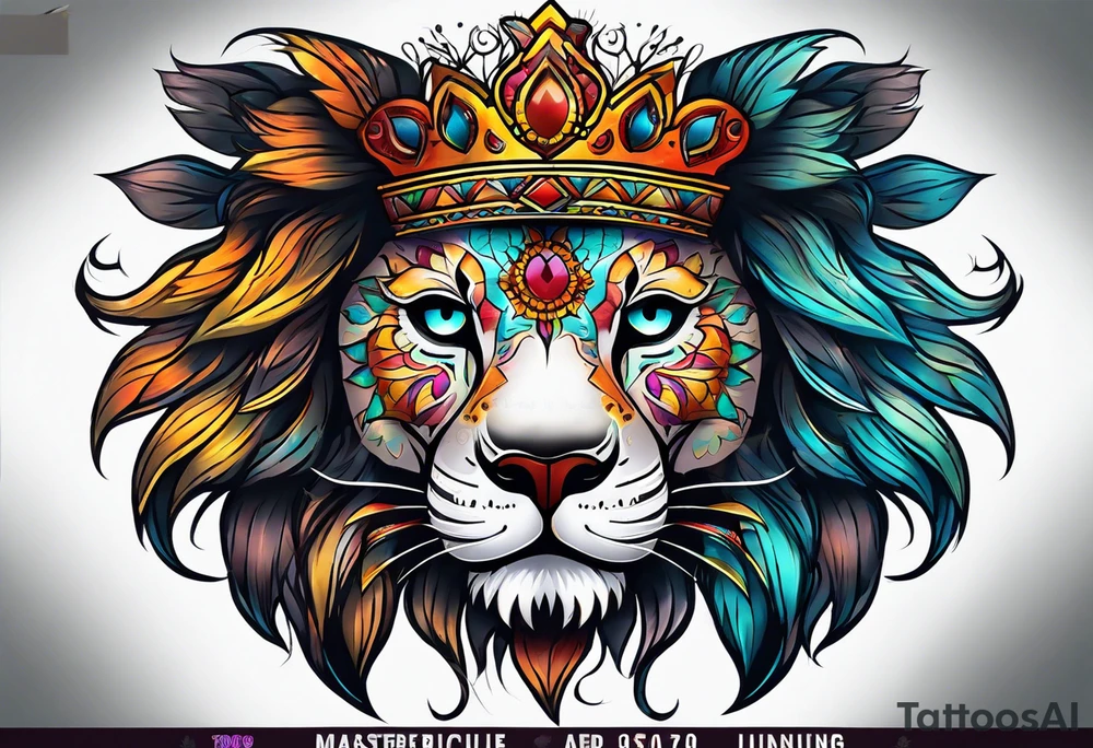 Lion, sugar skull tattoo idea