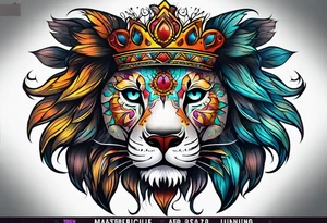 Lion, sugar skull tattoo idea