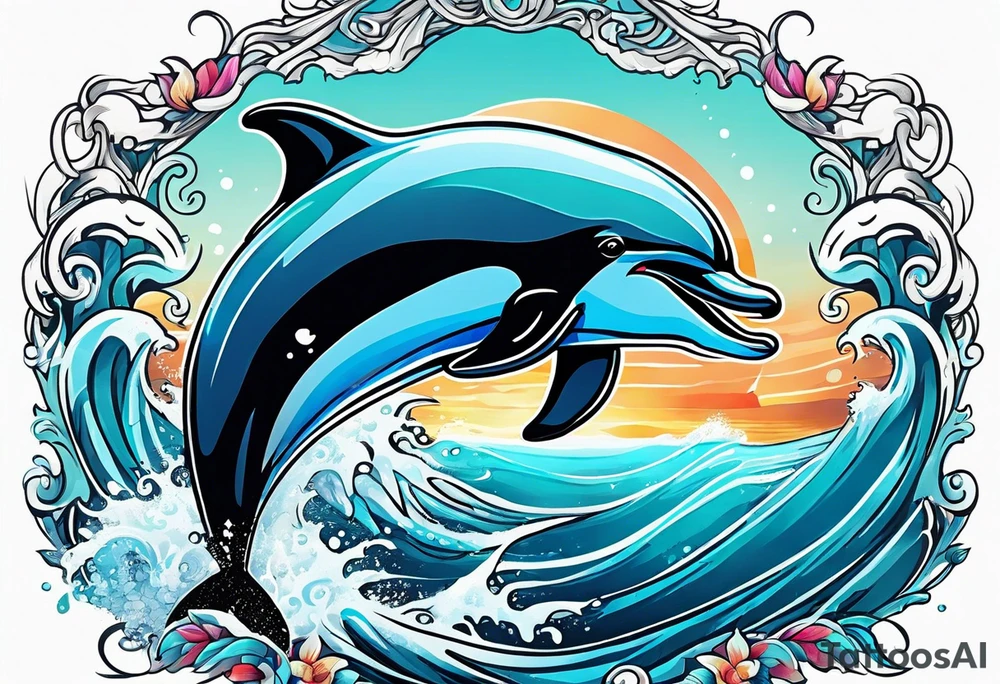 dolphin jumping out the ocean tattoo idea