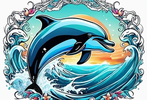 dolphin jumping out the ocean tattoo idea