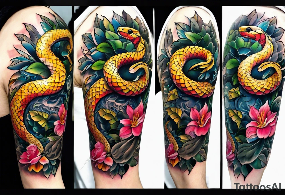 Half sleeve, snake tattoo idea
