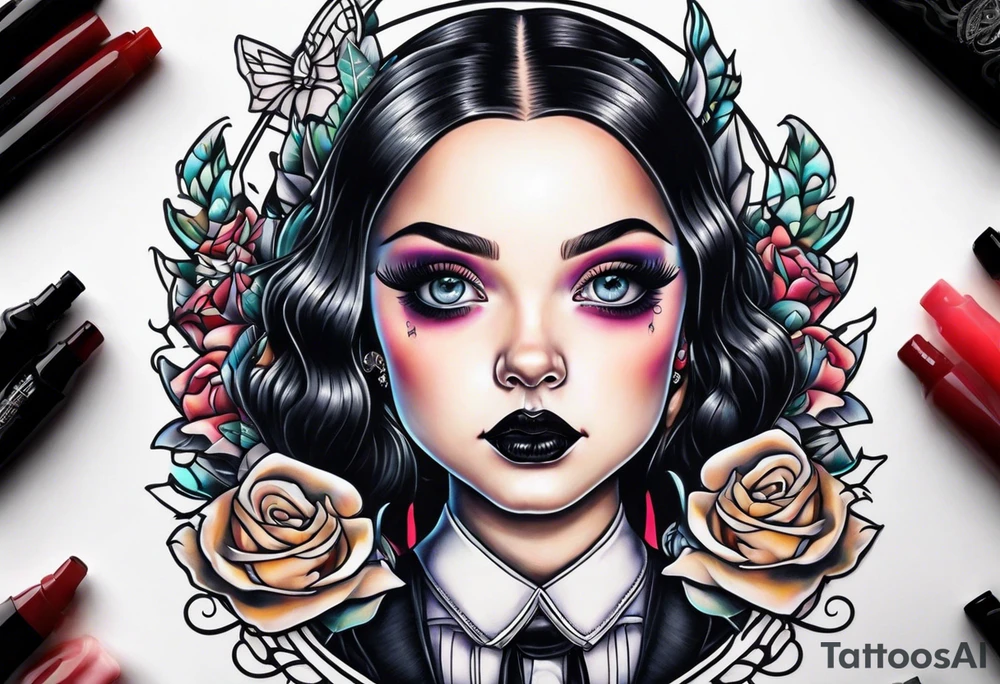 New school Wednesday Adams tattoo idea
