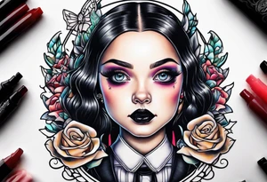 New school Wednesday Adams tattoo idea
