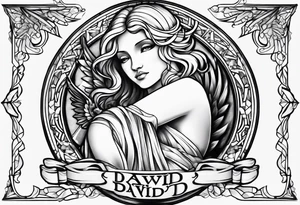 Name David with angel tattoo idea