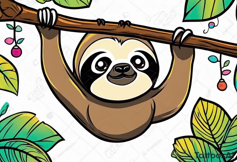 Hanging sloth tattoo idea