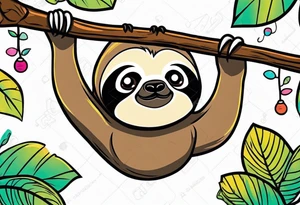 Hanging sloth tattoo idea