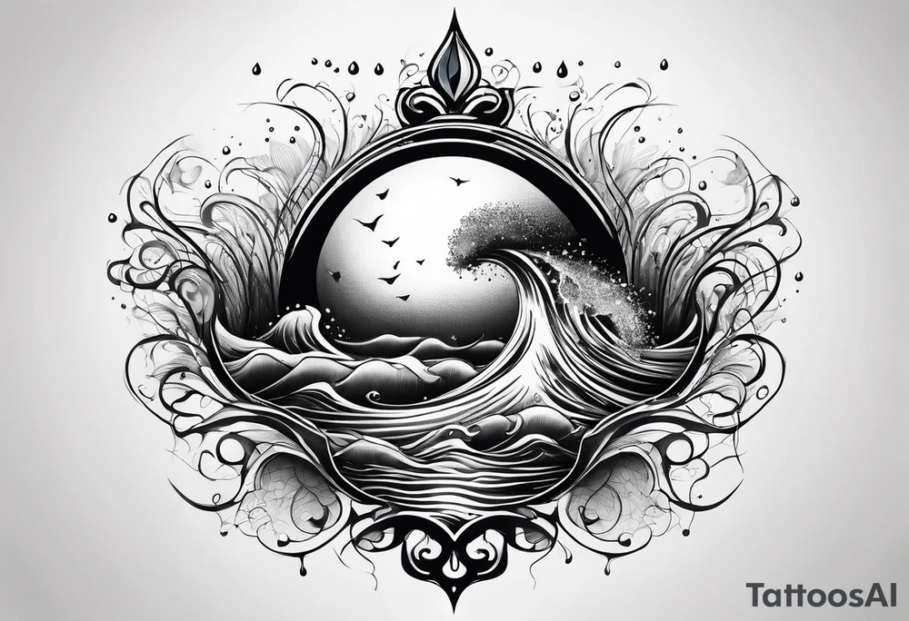 water drop falling into ocean tattoo idea