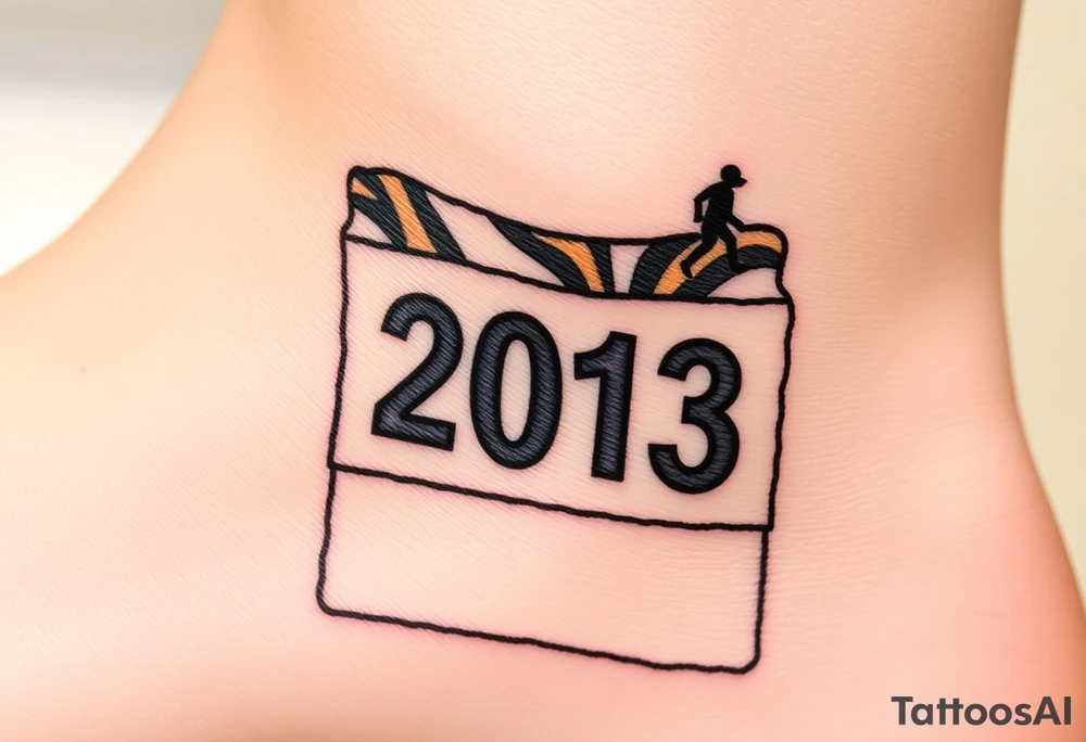 Racing half marathon bib 2013 purple and gold running safety pins running tattoo idea