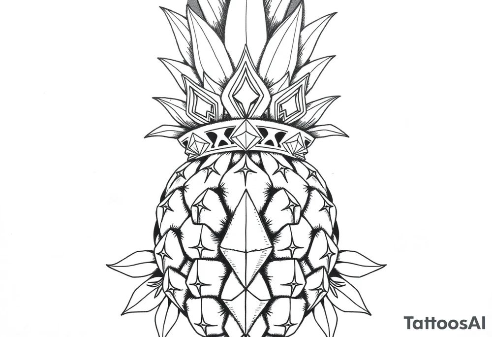 Majestic, pineapple, crown, diamonds, vagina, anus tattoo idea