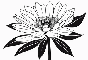 one very simple and no detailed waratha flower with stem in black and white, the few lines possible, fine-line tattoo idea
