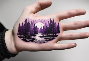 forest, abstract, on hand, no people, purple and black, full, no borders tattoo idea