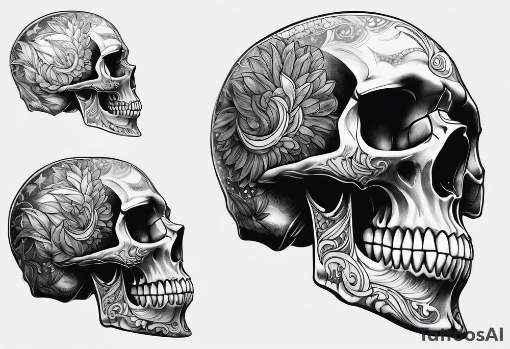 Skull from the side tattoo idea