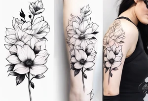 Realistic flower full sleeve tattoo idea