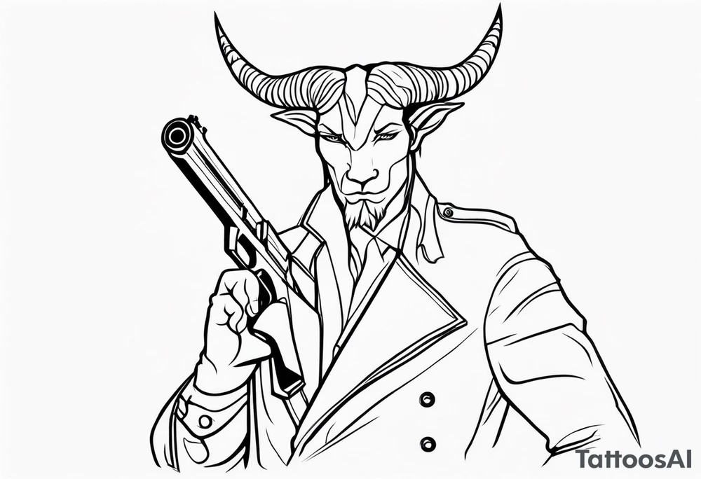 capricorn man with gun tattoo idea