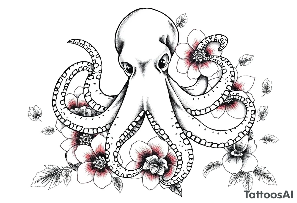 octopus and flowers tattoo idea