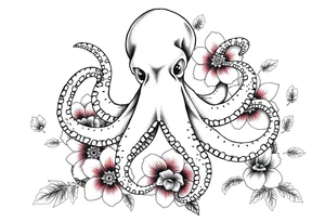 octopus and flowers tattoo idea