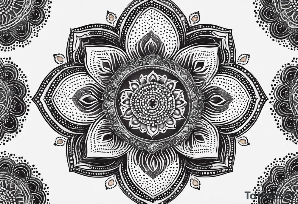 A feminin mandala with simple dit chain tattoo idea