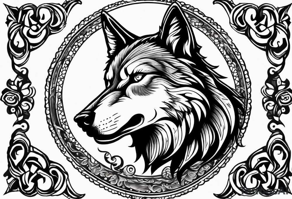 a wolf roaring tattoo idea
