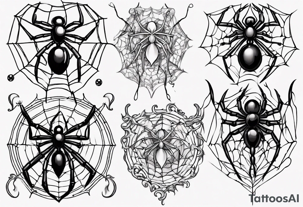 Black widow queen tangled web tattoo idea