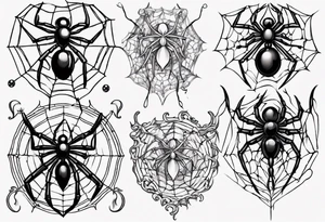 Black widow queen tangled web tattoo idea